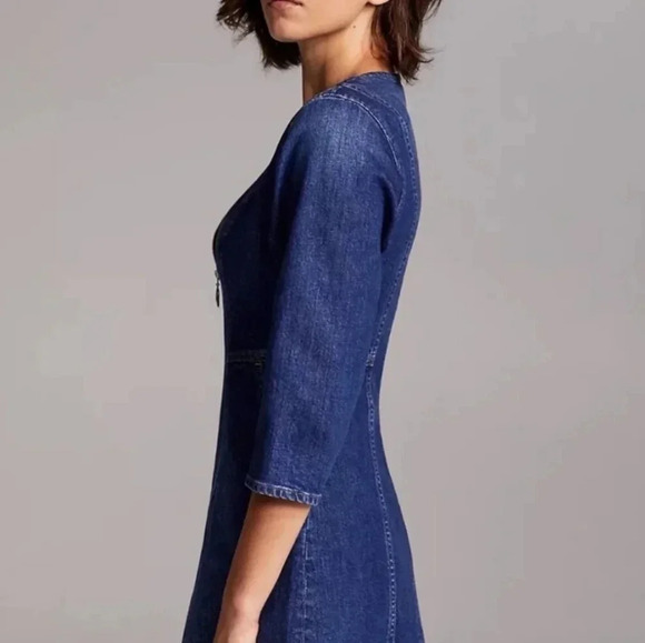Aritzia Denim Forum Women's Front Zipper Denim Blue Jean Mini Dress Size 4. - Picture 5 of 16